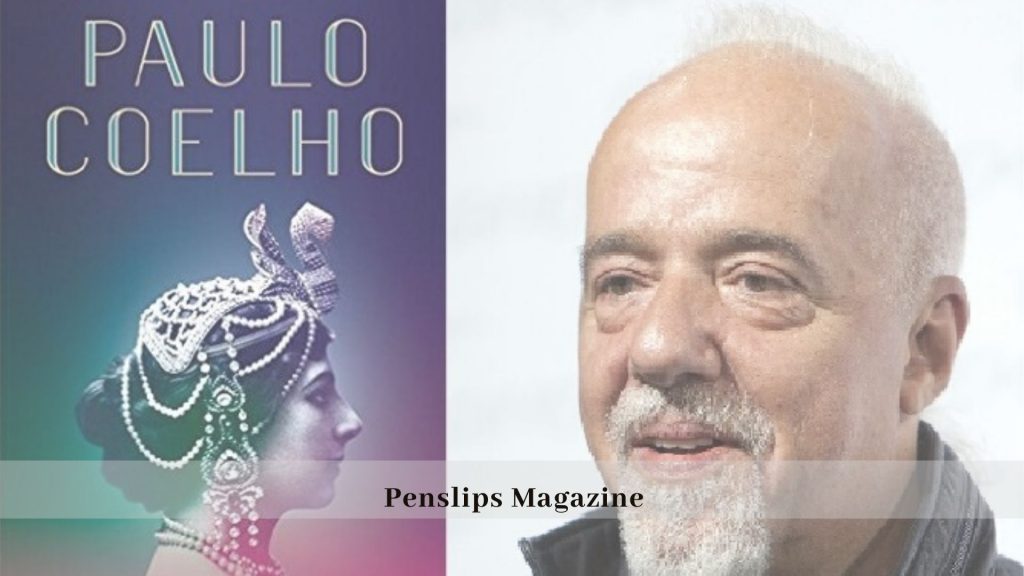 The Spy cover with Mata Hari on left, author photo of Paulo Coelho on right