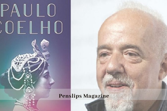 The Spy cover with Mata Hari on left, author photo of Paulo Coelho on right